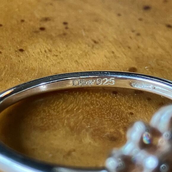 Simulated Champagne Diamond Sterling Silver Ring Size 7 - Picture 5 of 8